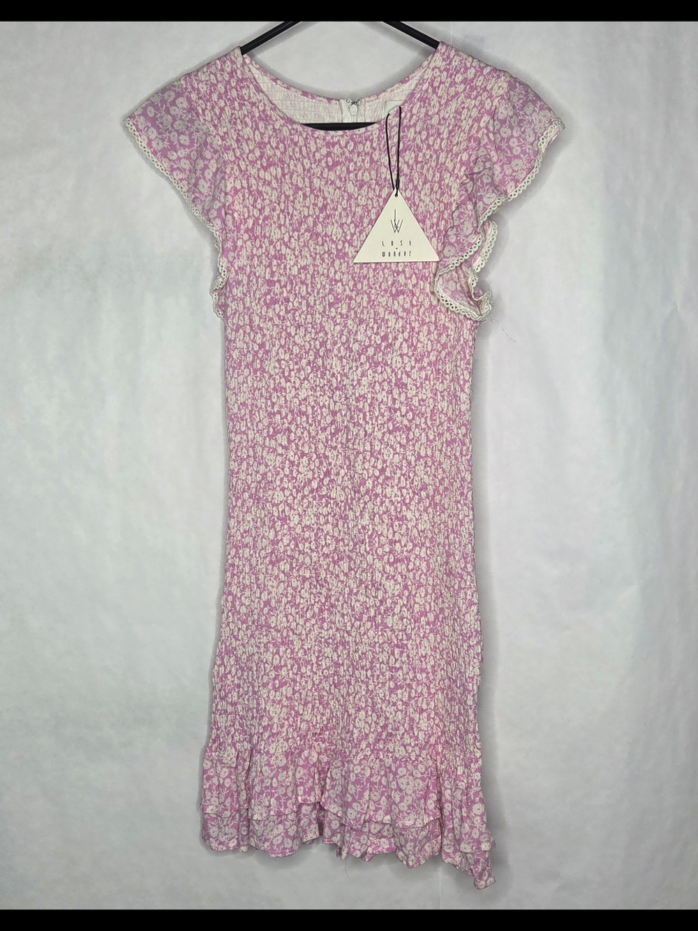 Lost + Wander Pink Floral Ruffle-Hem Mini Dress